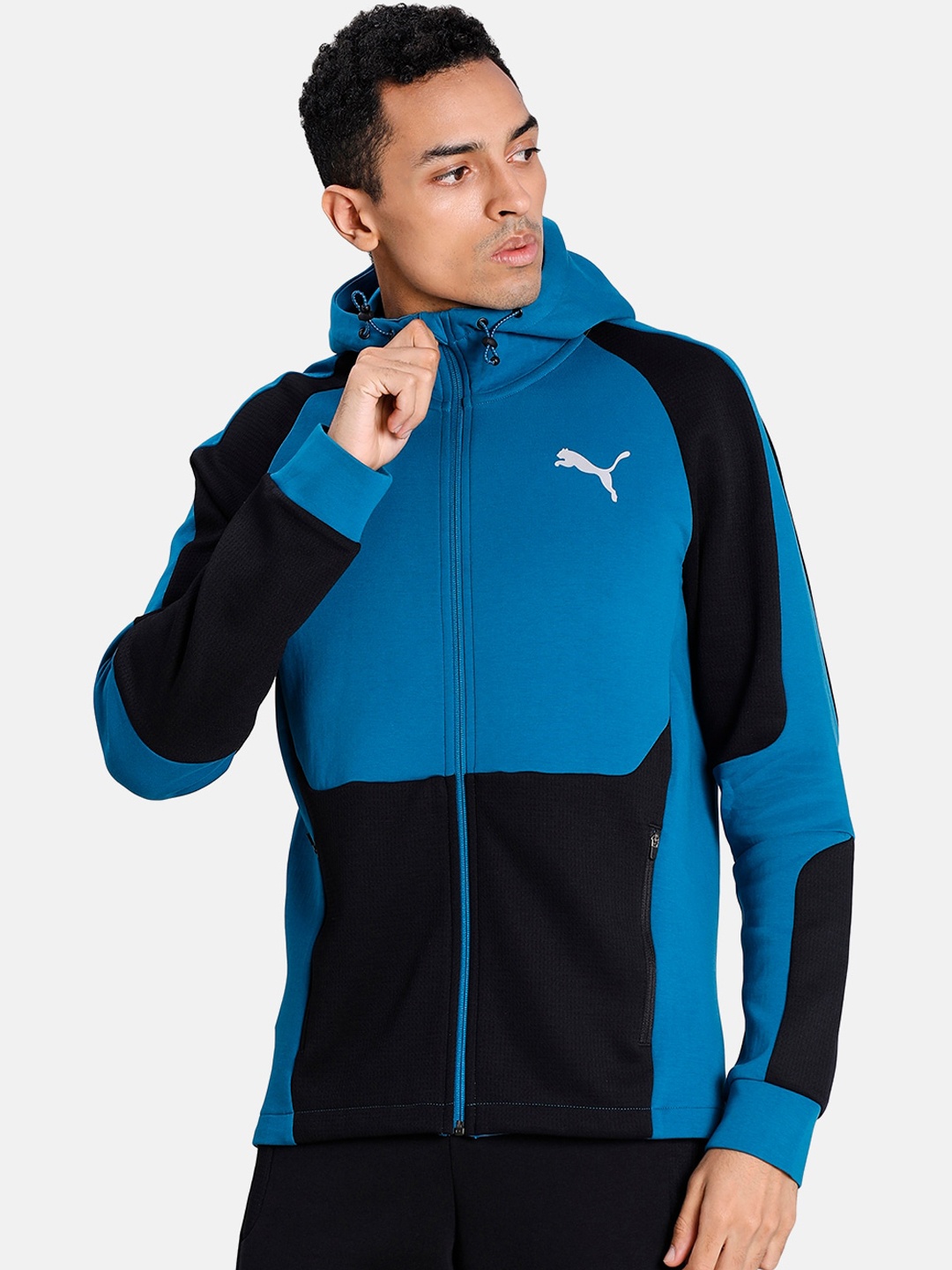 

Puma Men Blue & Black Colourblocked Sporty Track Jacket