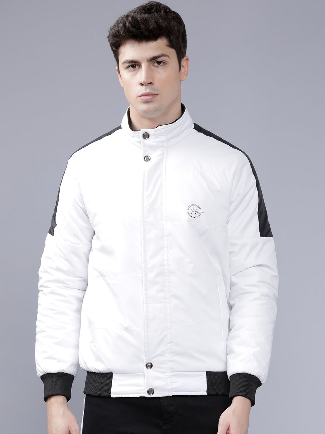 

The Indian Garage Co Men White Solid Lightweight Bomber Jacket