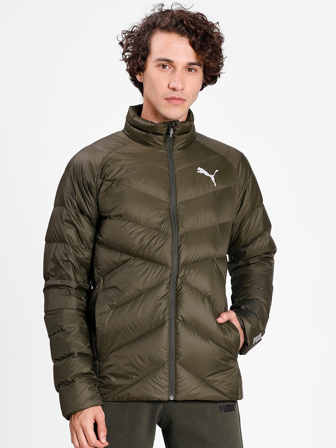

Puma Men Green Solid Puffer Jacket