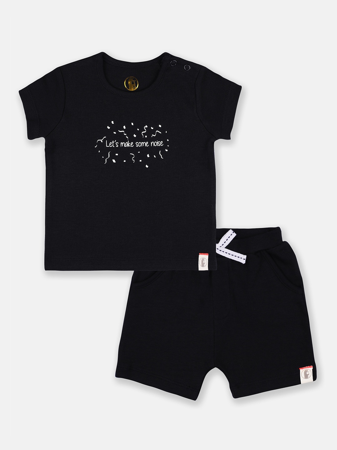 

Babysafe Unisex Kids Black Solid T-shirt and Shirt with Shorts