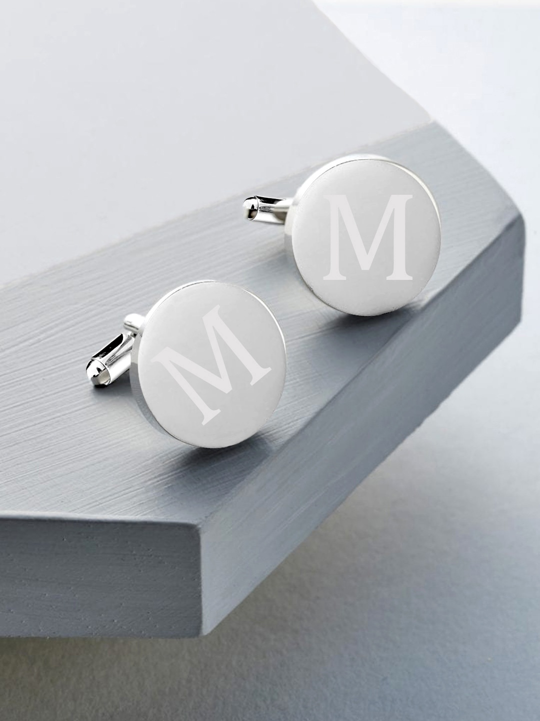 

Yellow Chimes Silver-Toned Round Cufflinks