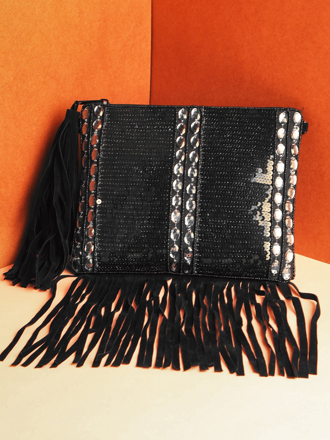 

STREET 9 Black Embellished Clutches