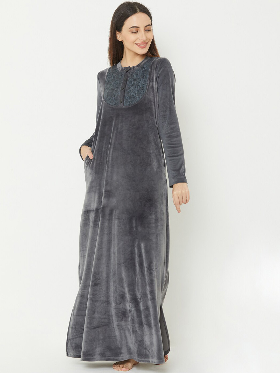 

Sweet Dreams Grey Solid Nightdress