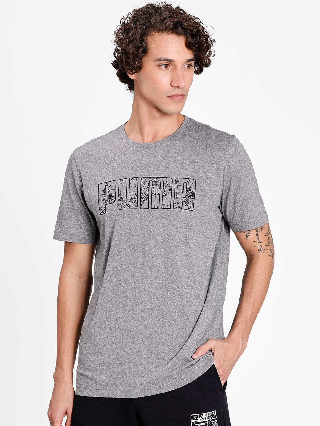 

Puma Men Grey Printed Round Neck T-shirt