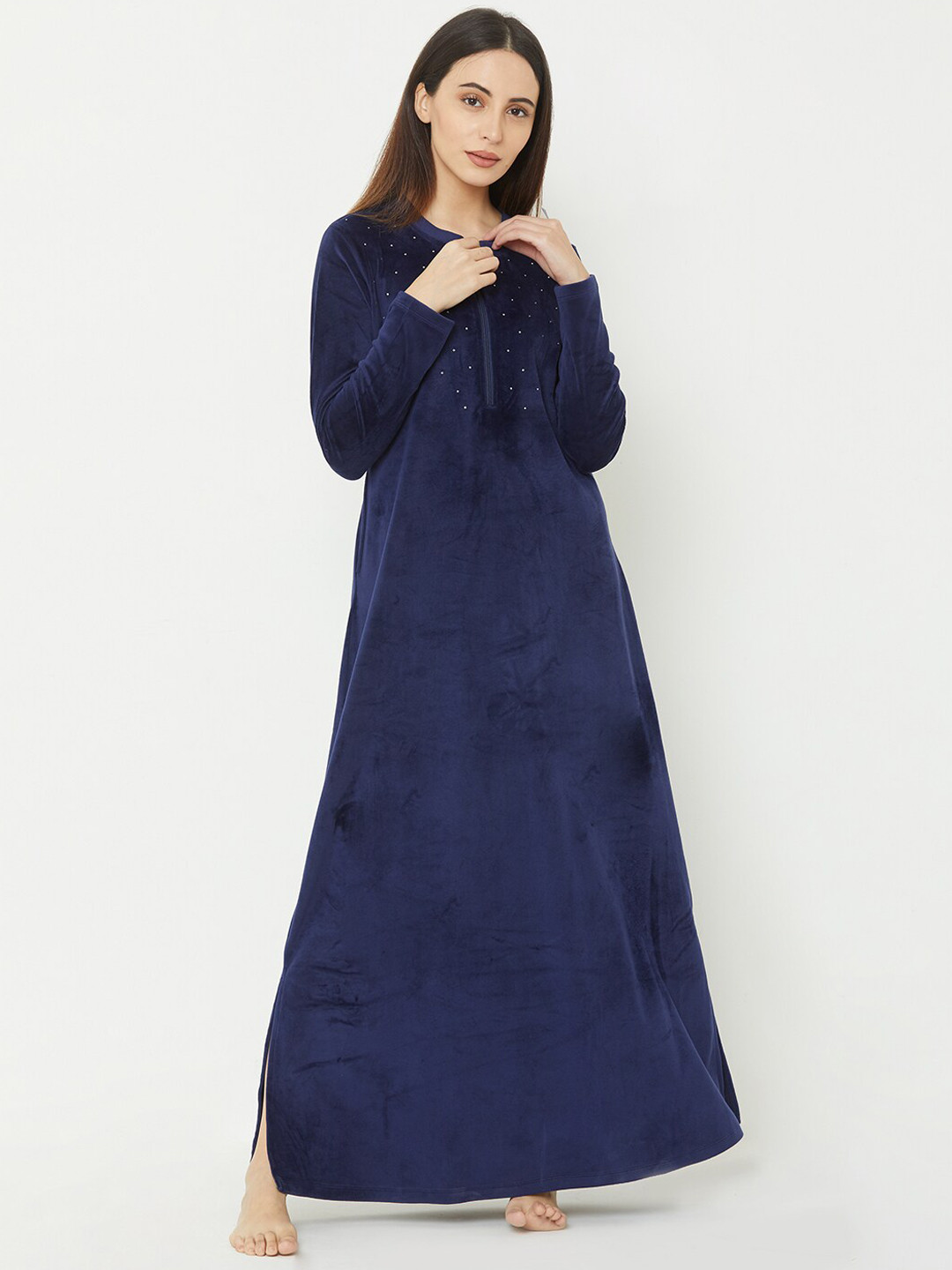 

Sweet Dreams Navy Blue Solid Nightdress 2492GT