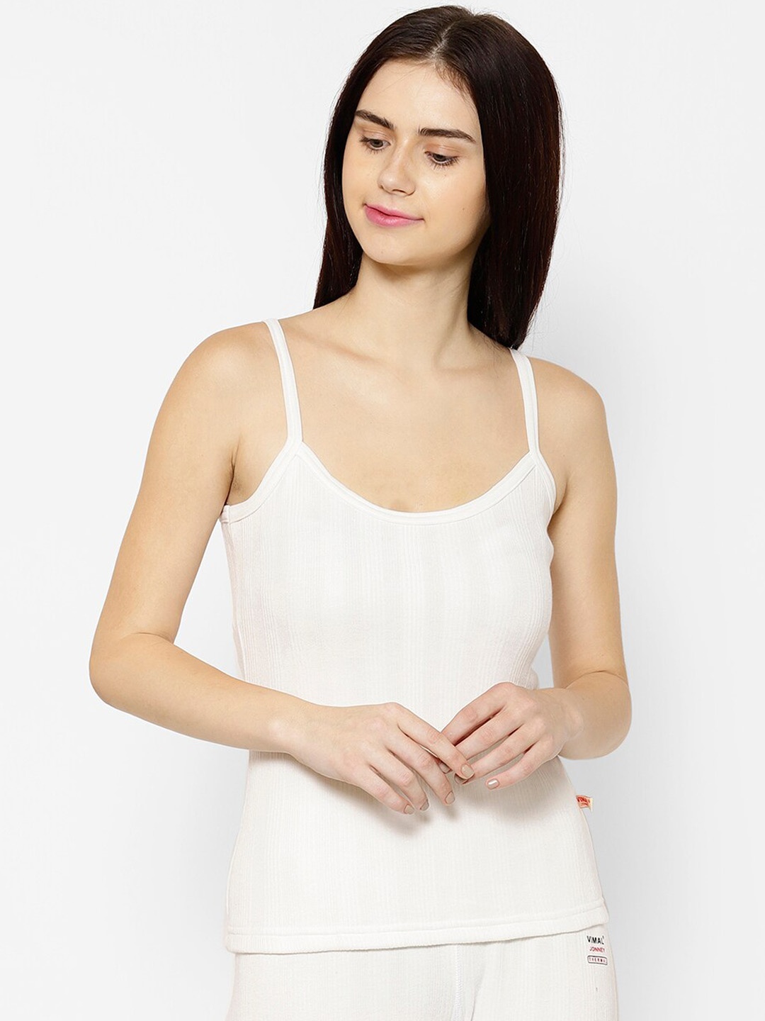 

VIMAL JONNEY Women White Solid Slim-Fit Thermal Top
