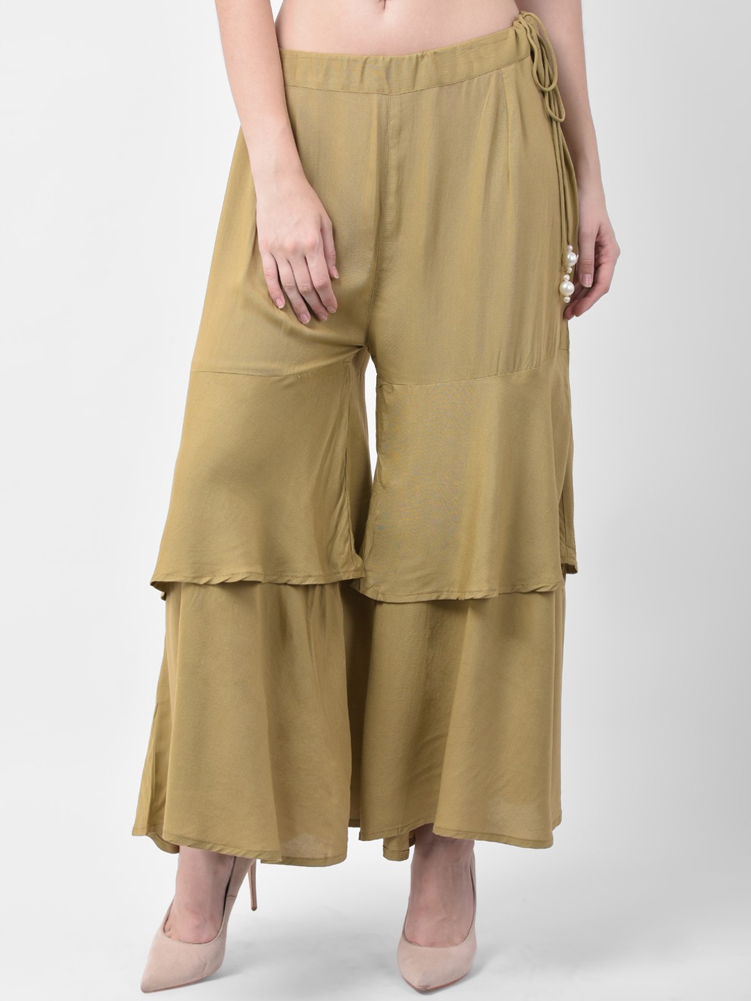 

GRACIT Women Khaki Solid Wide Leg Palazzos