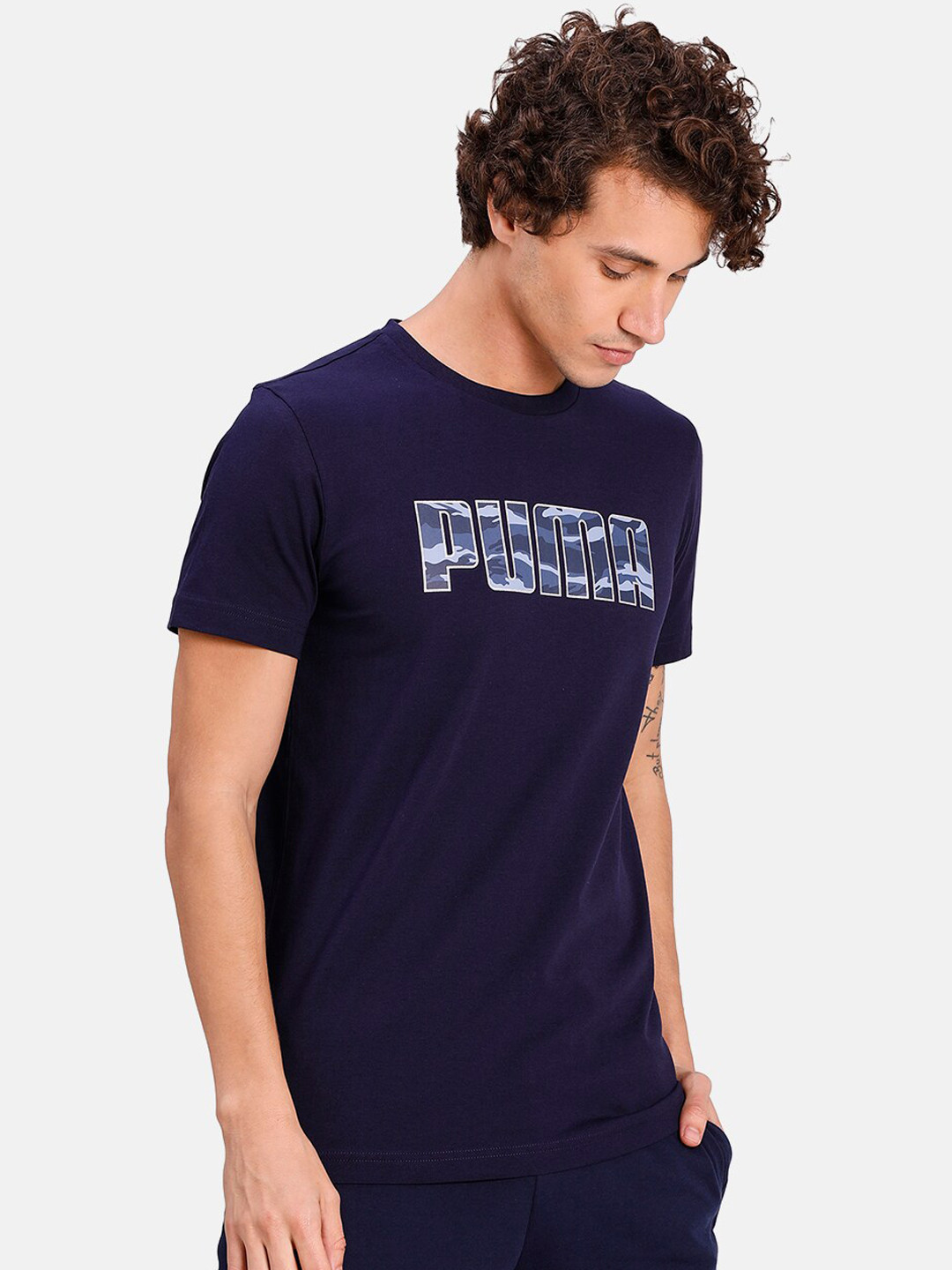

Puma Men Navy Blue Printed Round Neck T-shirt