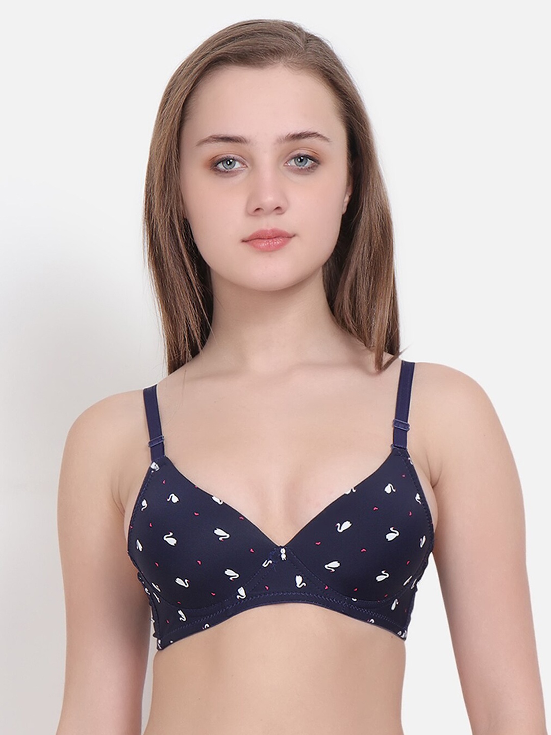 

Lebami Navy Blue Printed Non-Wired Lightly Padded T-shirt Bra 2668