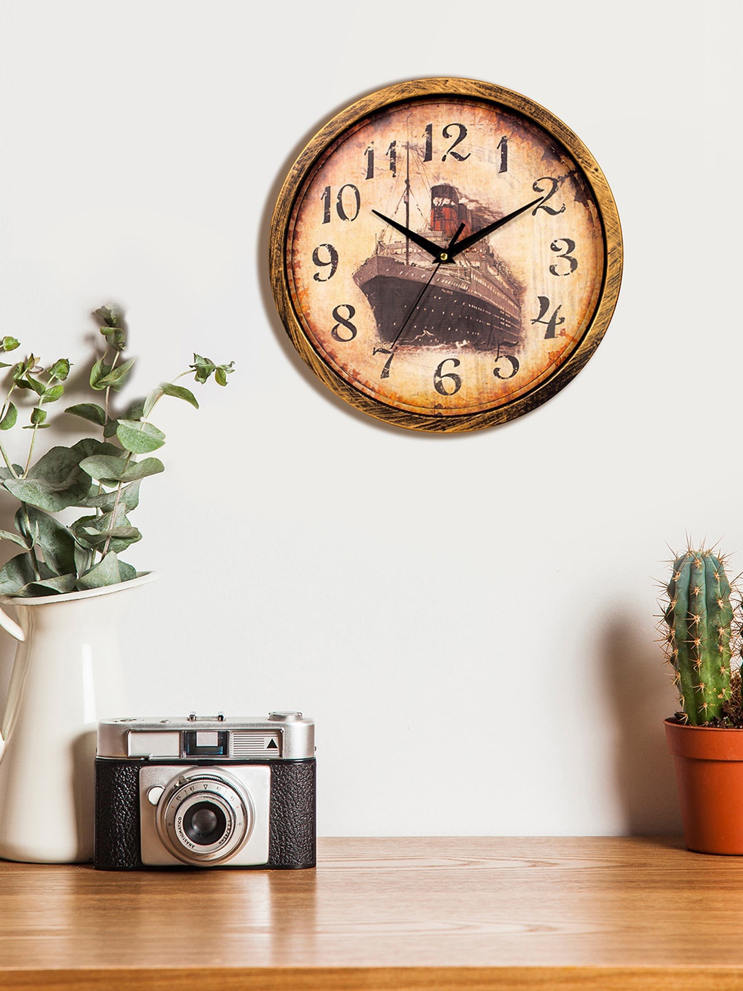 

Story@home Beige & Brown Round Printed Analogue 30.4 cm Wall Clock