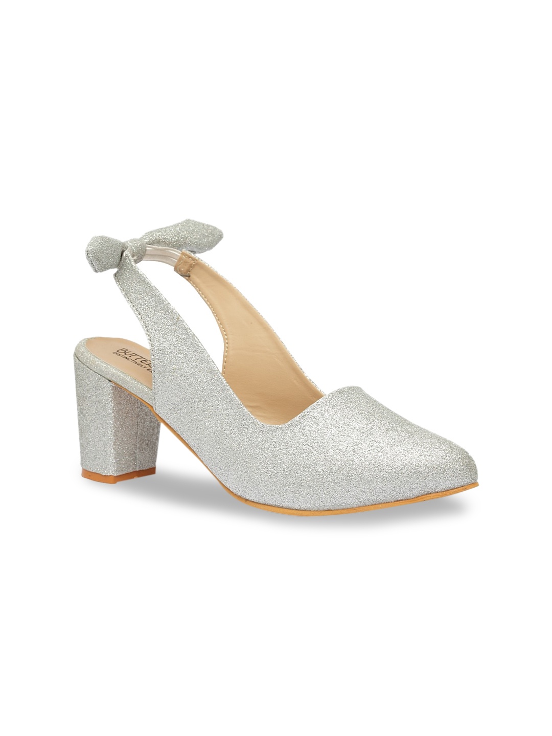 

Butterflies Women Silver-Toned Embellished Block Heels