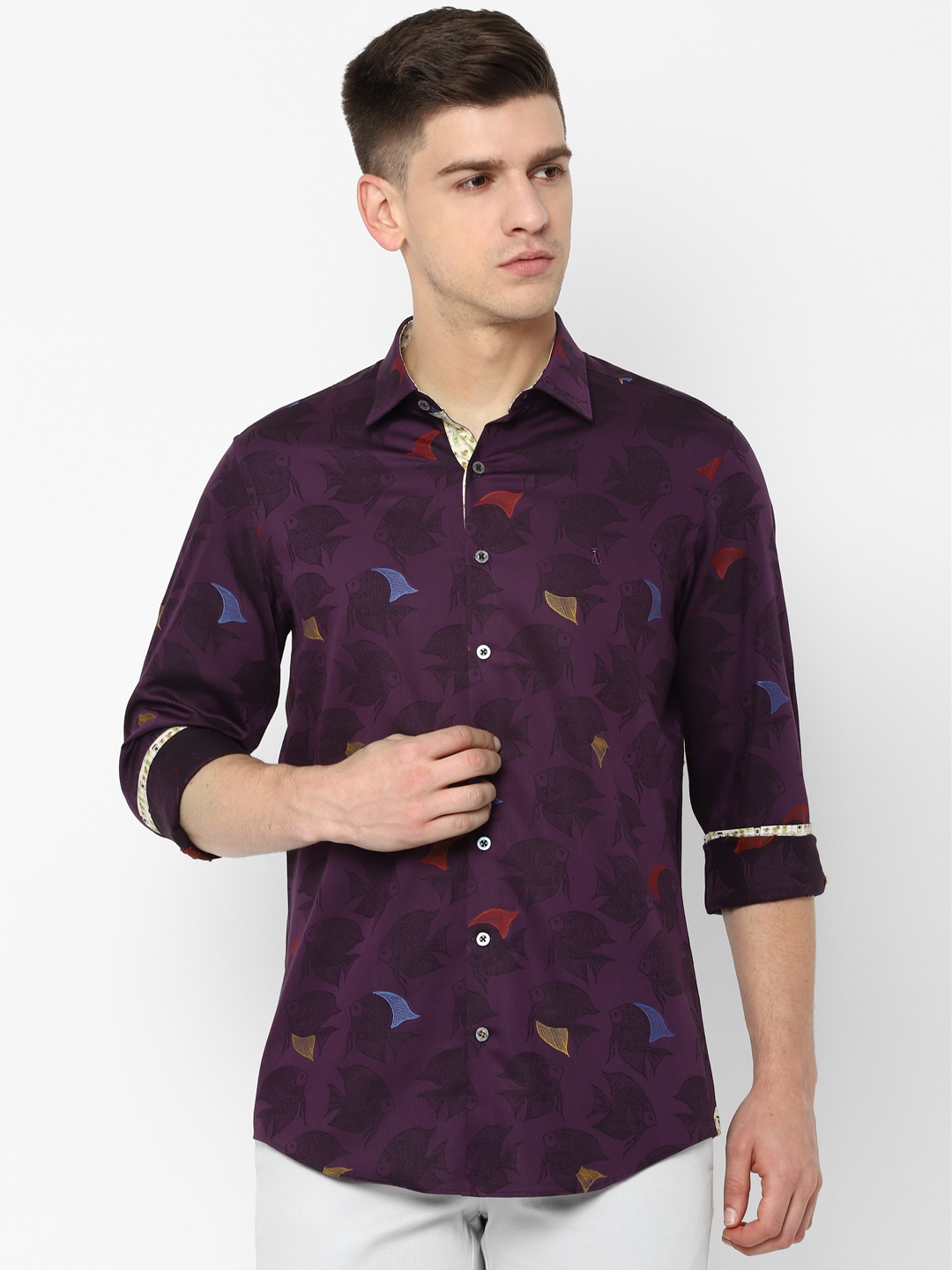 

SIMON CARTER LONDON Men Purple Regular Fit Printed Casual Shirt