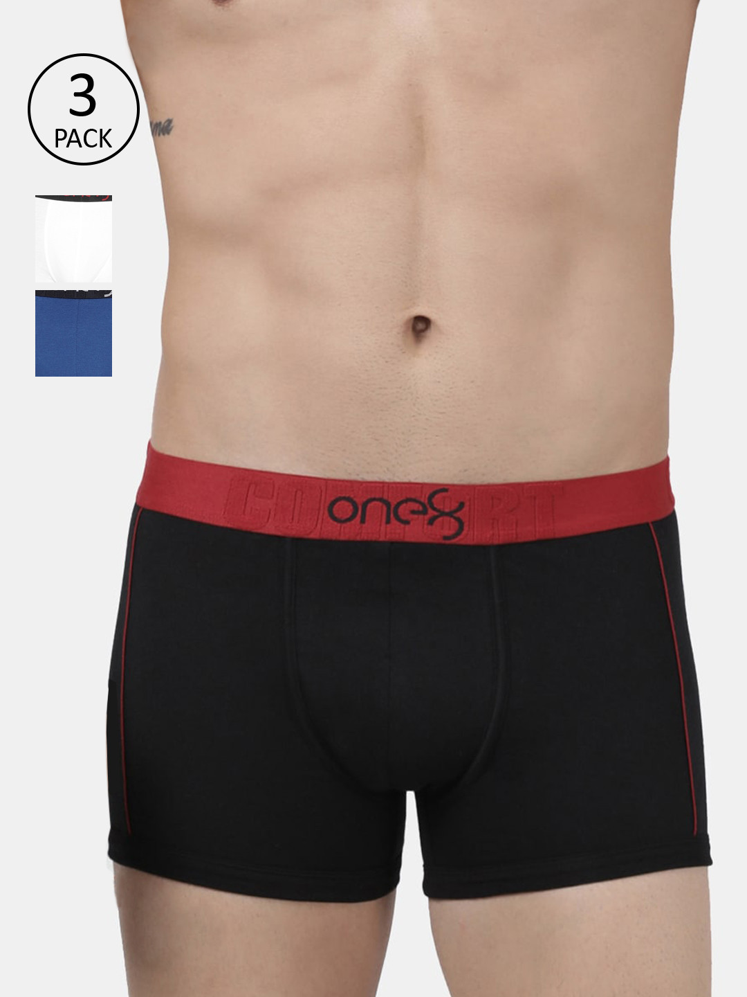 

one8 by Virat Kohli Men Pack of 3 Solid Trunks 106-PO3, Black