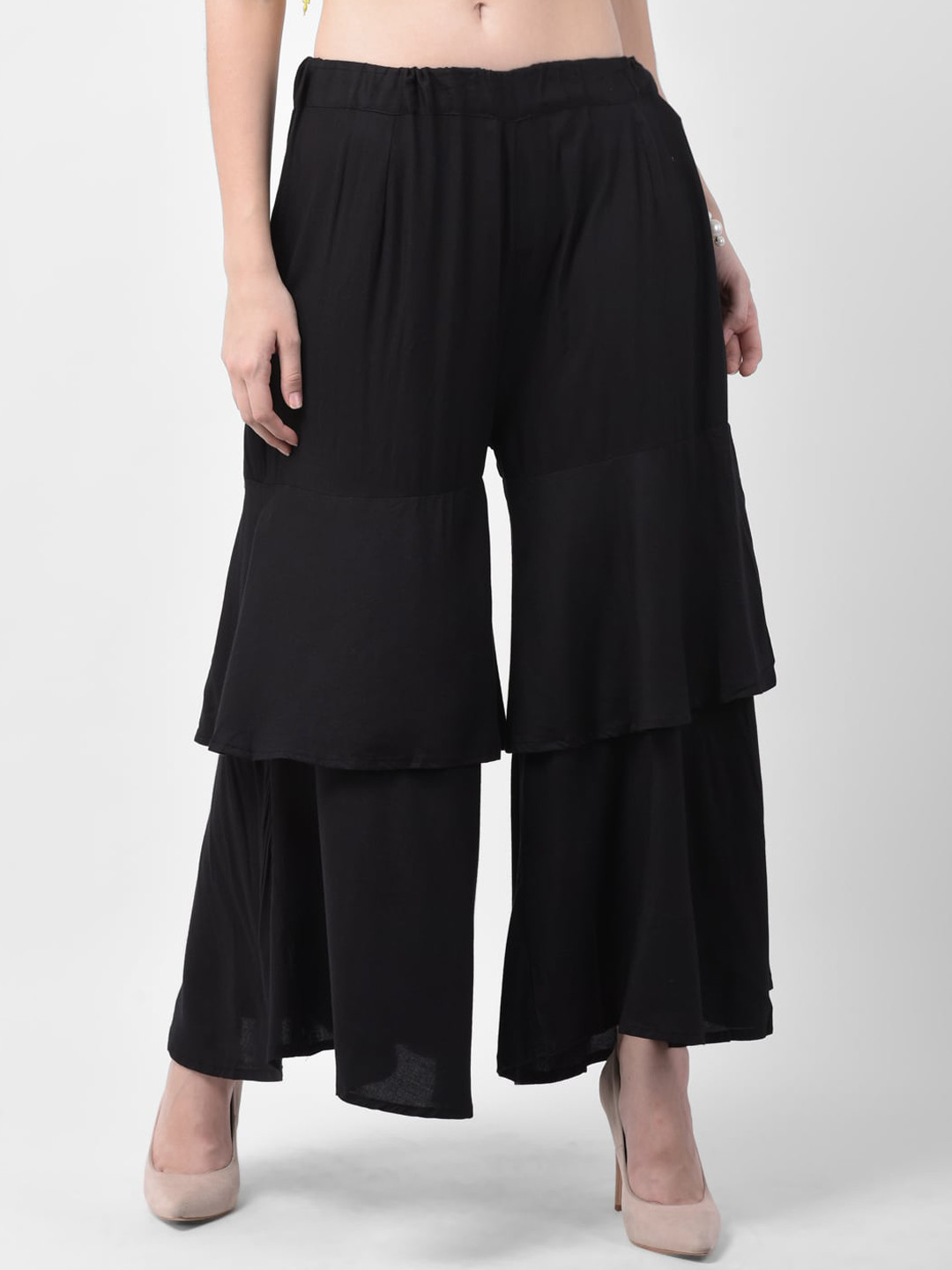 

GRACIT Women Black Solid Wide Leg Palazzos