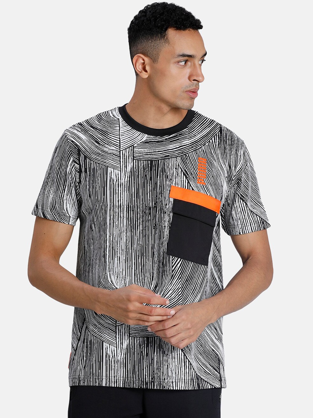 

Puma Men Black CSM Jacquard Printed Round Neck T-shirt