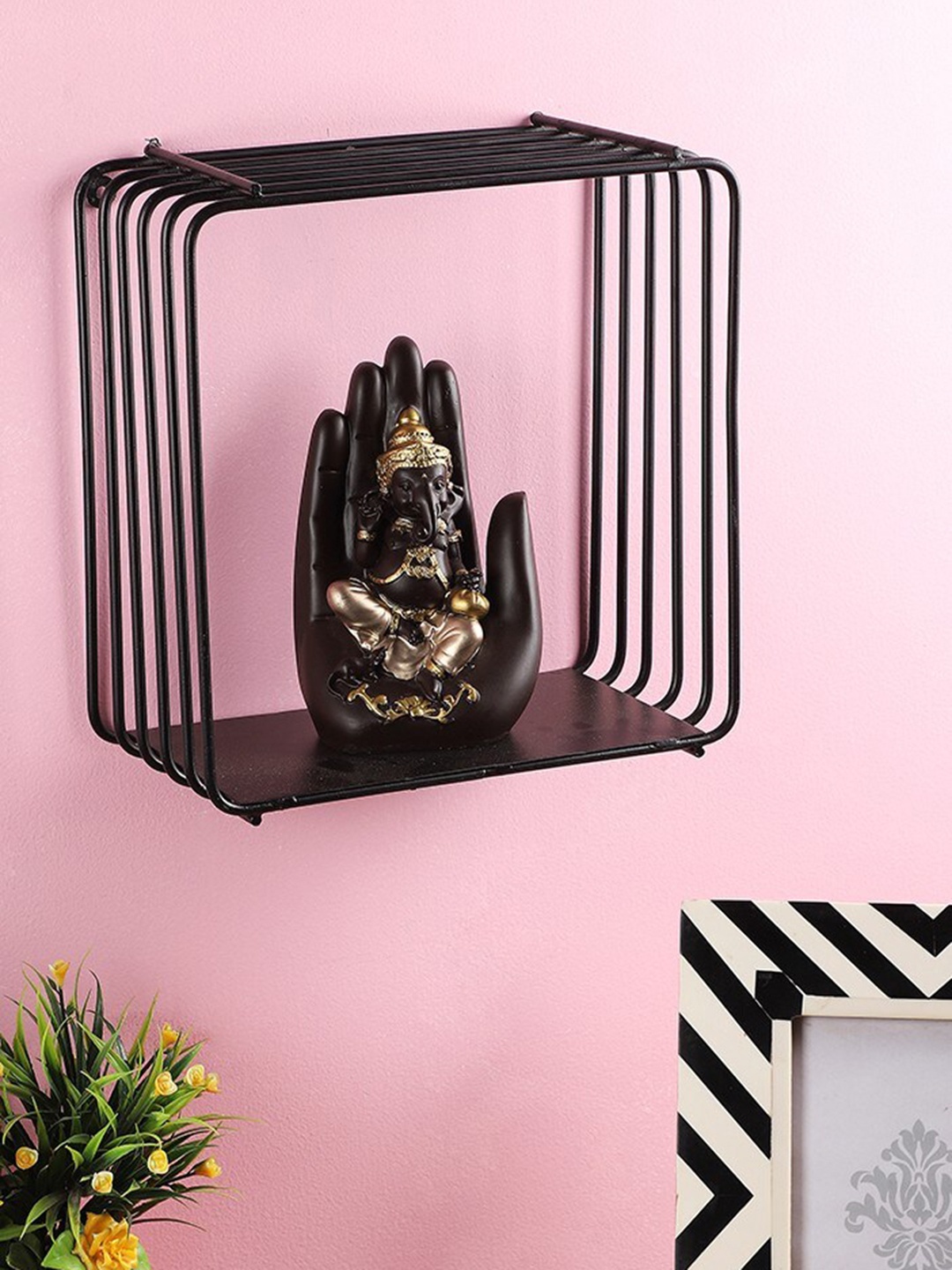 Home Sparkle Black Metal Basic Wall Shelf