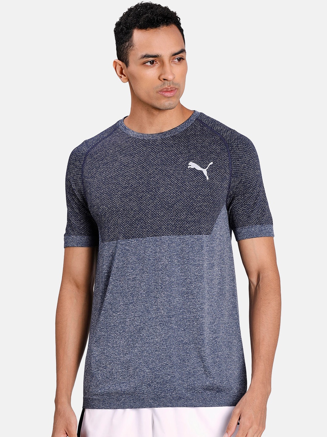 

Puma Men Blue Colourblocked Round Neck T-shirt