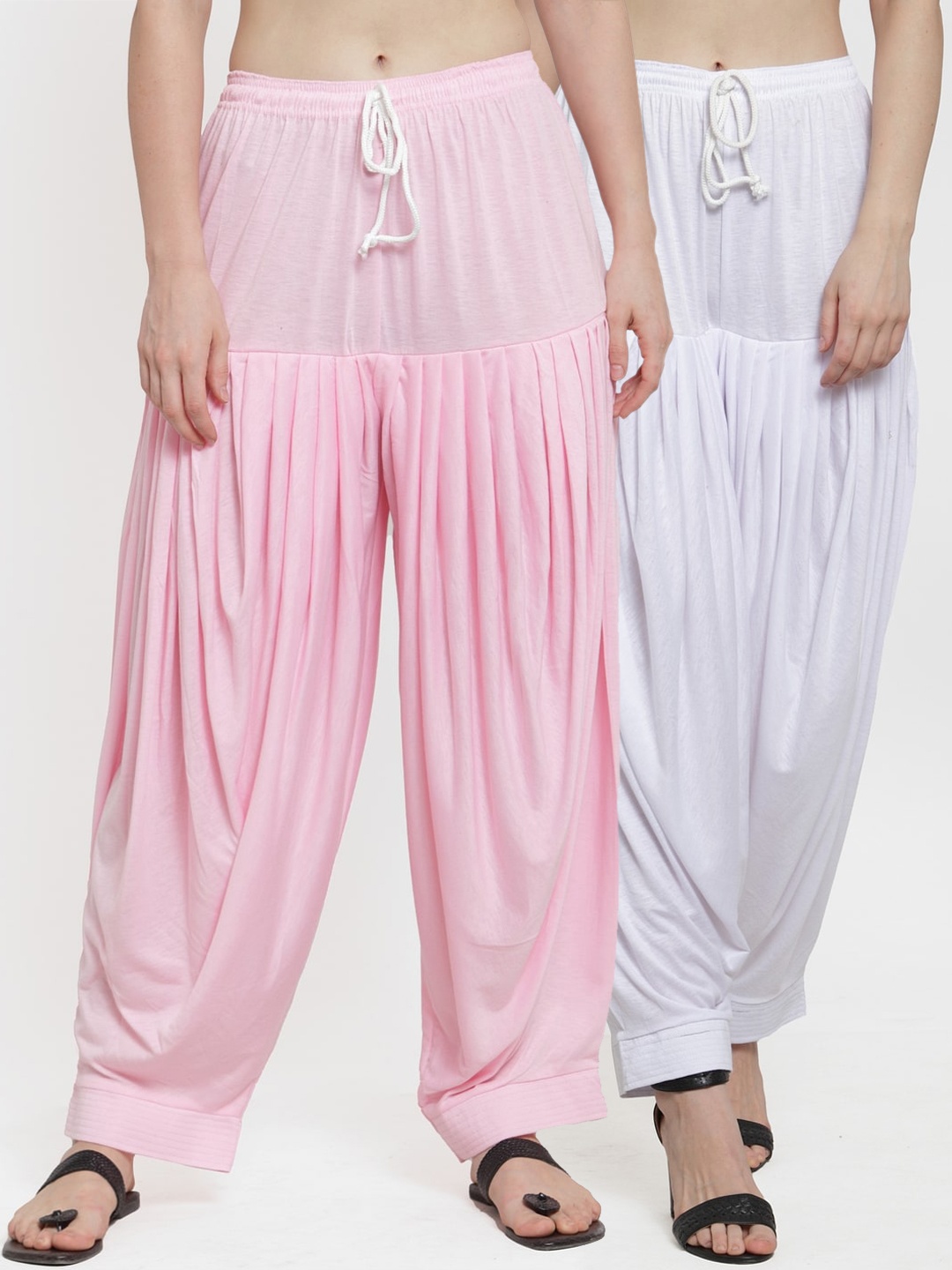GRACIT Women Pack Of 2 Solid Patiala, White