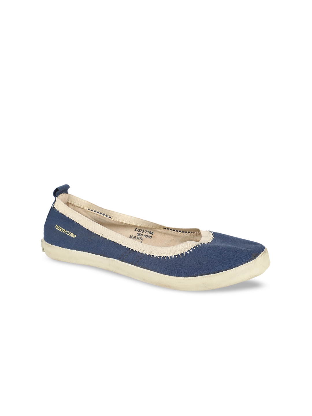 North Star Women Blue Embellished Fabric Ballerinas