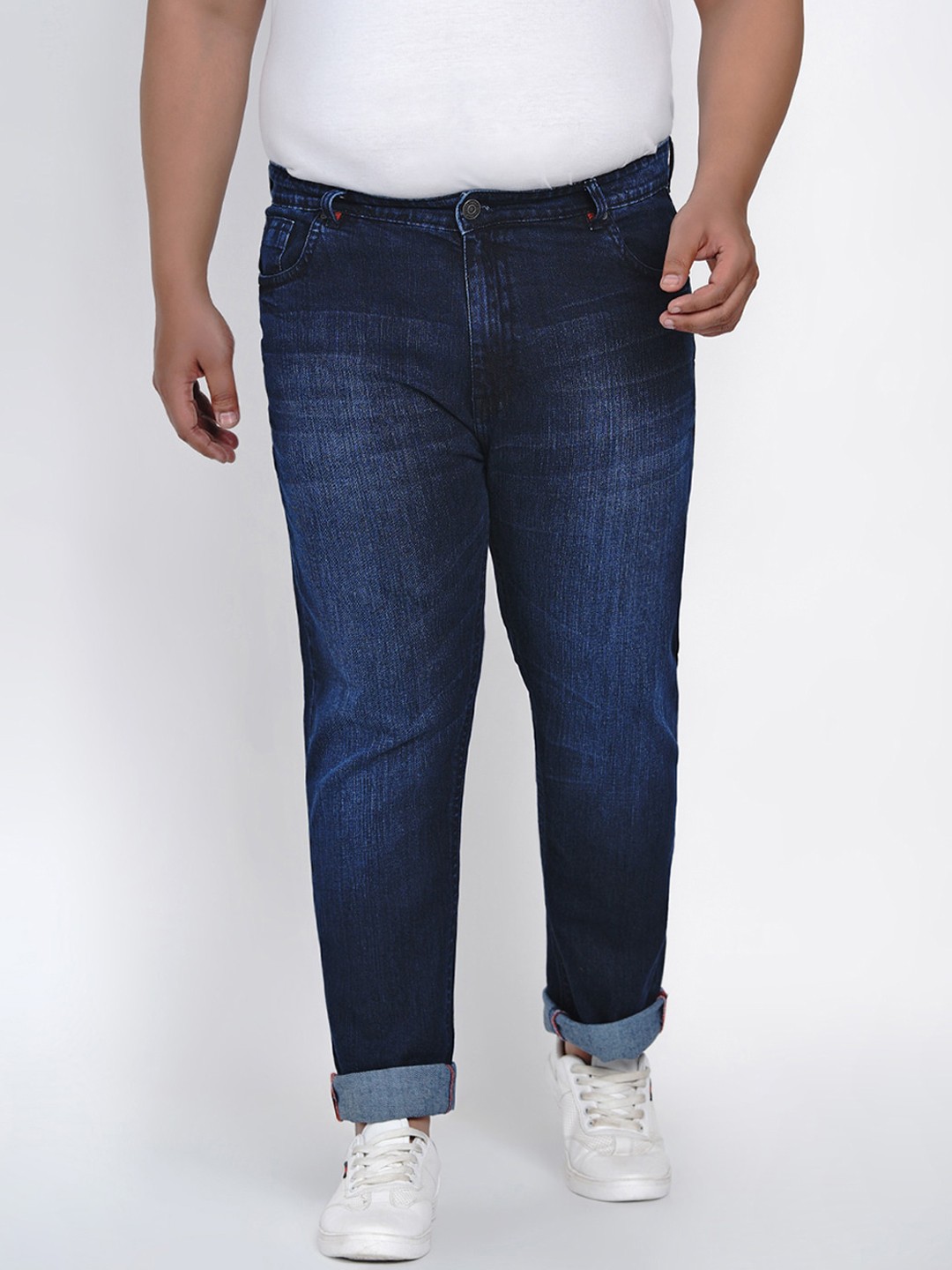 

Plus Size Men Blue Regular Fit Mid-Rise Clean Look Stretchable Jeans