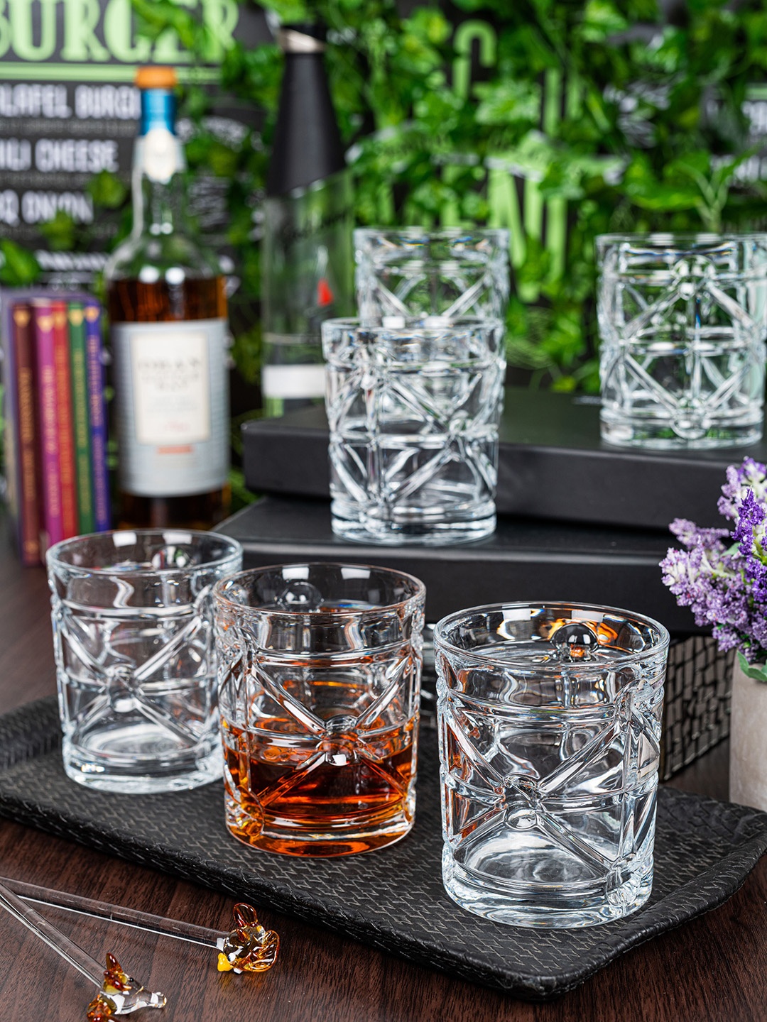 GOODHOMES Set of 6 Transparent Whisky Glasses 250 ml