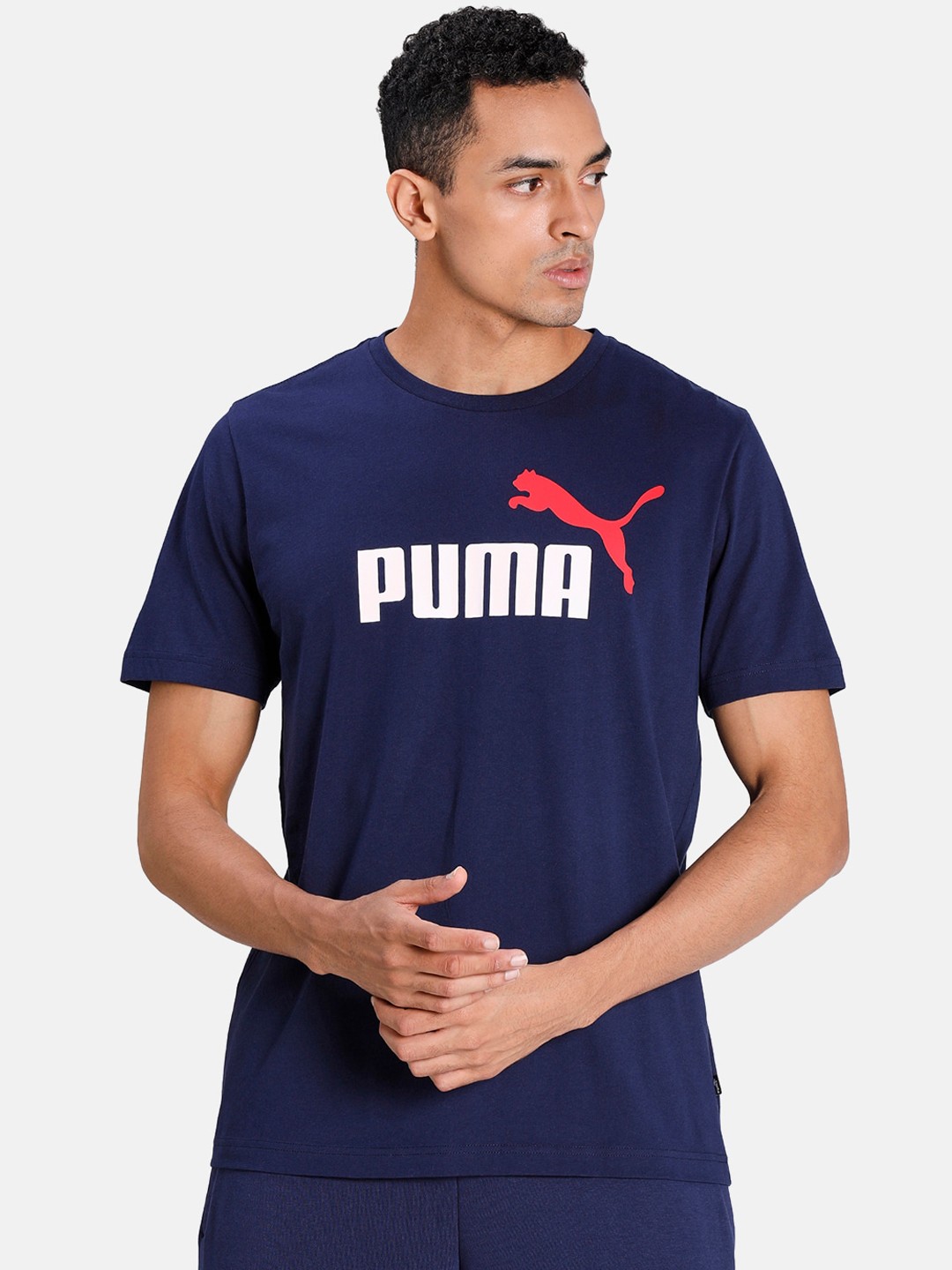 

Puma Men Blue Printed Round Neck T-shirt