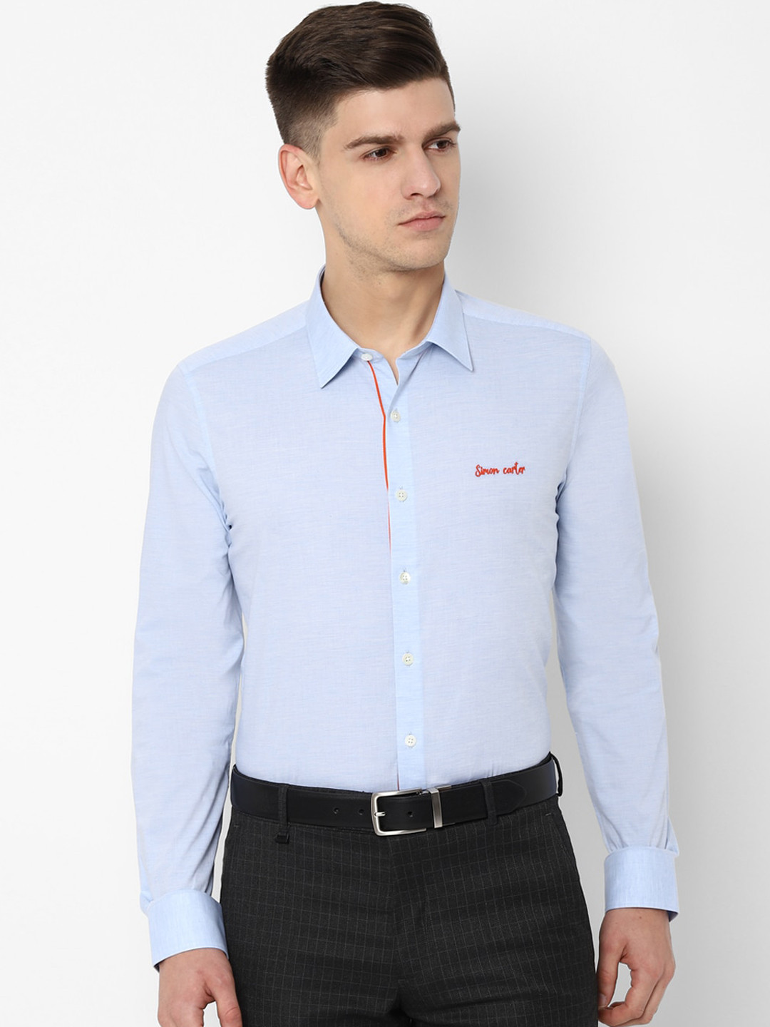 

SIMON CARTER LONDON Men Blue Slim Fit Solid Formal Shirt