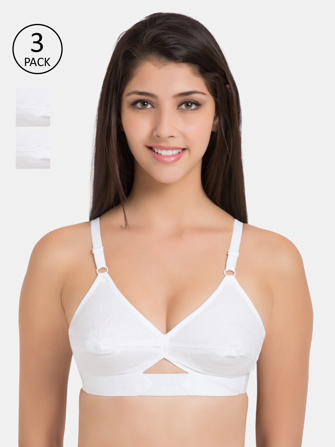 

Centra Pack of 3 Solid Non-Wired Non Padded Everyday Bra CCT9, White