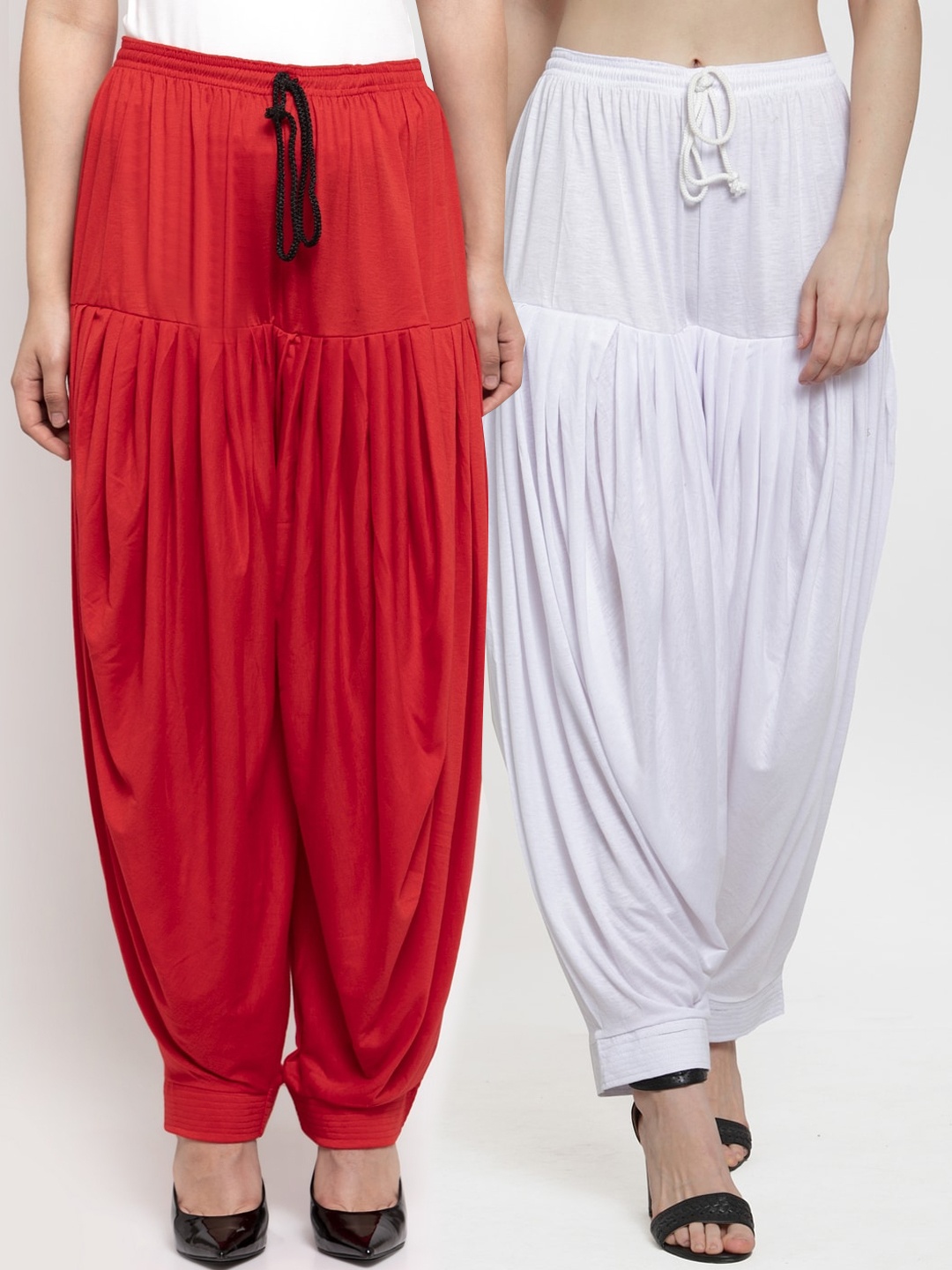 GRACIT Women Pack Of 2 Solid Patiala, White