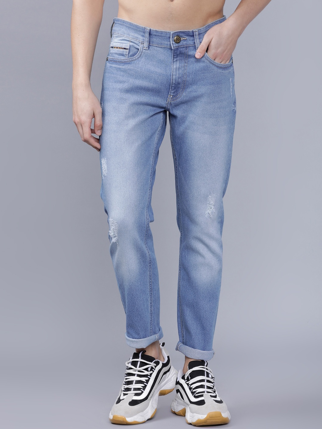 

The Indian Garage Co Men Blue Slim Fit Mid-Rise Mildly Distressed Jeans