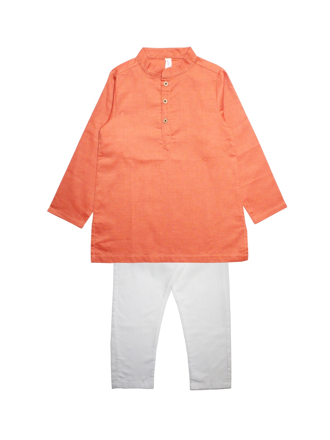 

KiddoPanti Boys Orange & White Solid Kurta with Pyjamas