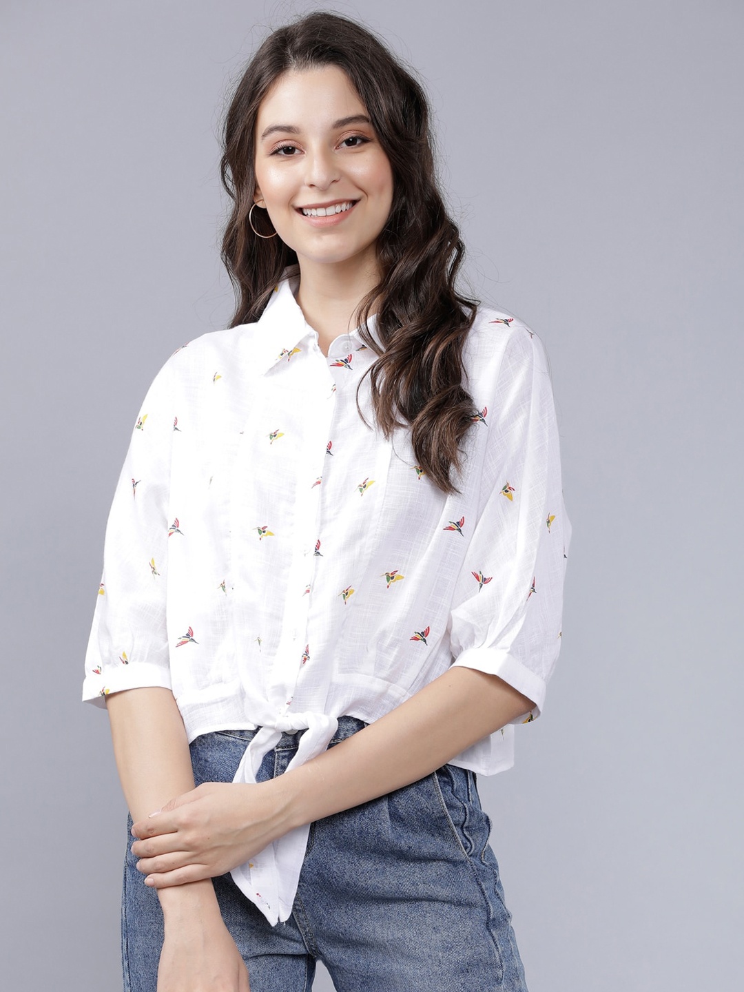 

Tokyo Talkies Women White Manhattan Regular Fit Printed Casual Shirt