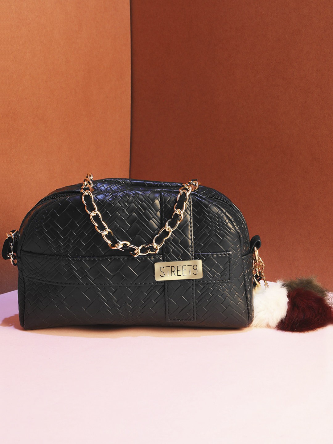 

STREET 9 Black Textured Clutch