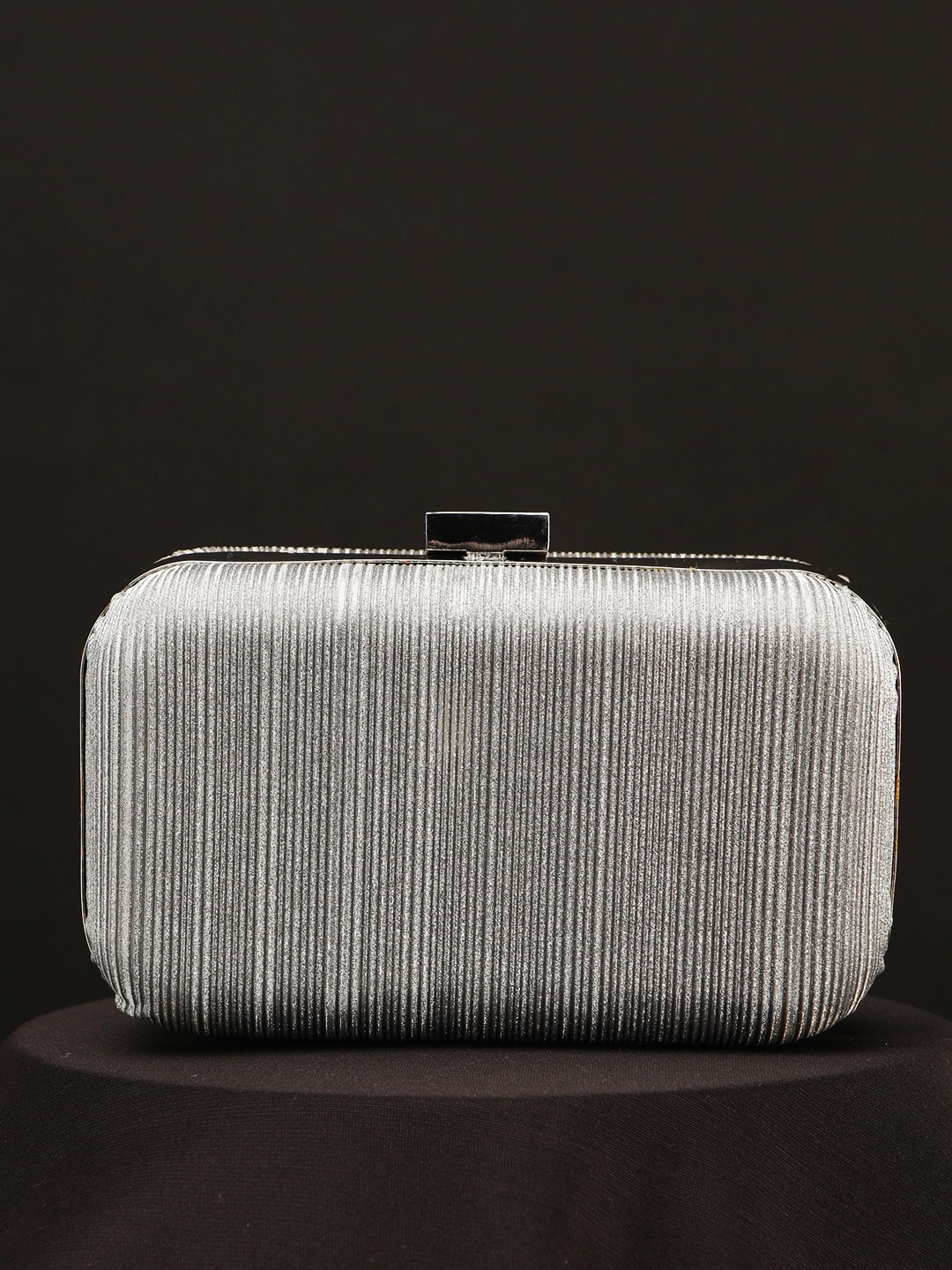 

STREET 9 Silver-Toned Textured Box Clutch