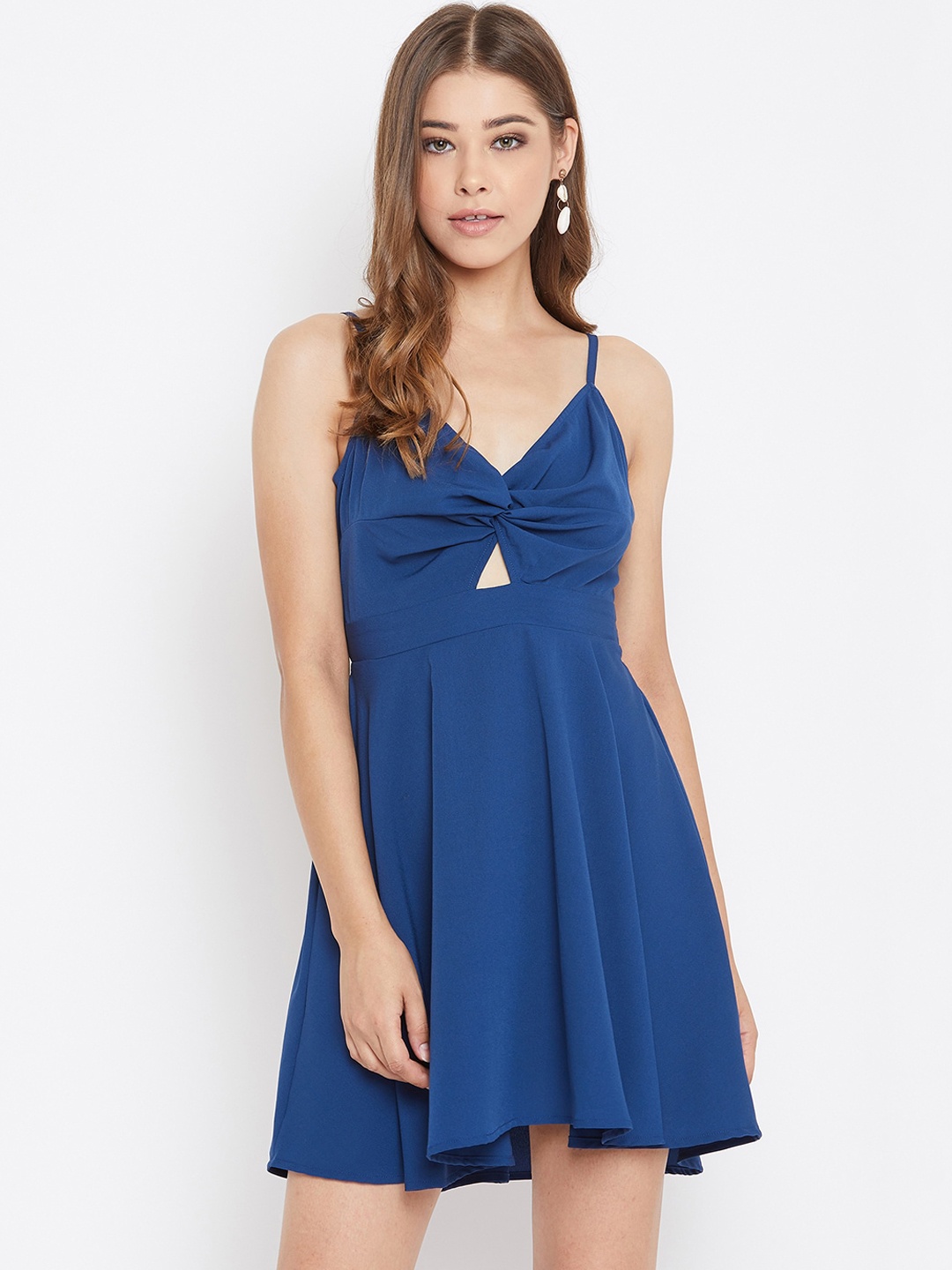 

Berrylush Women Blue Solid Fit and Flare Dress