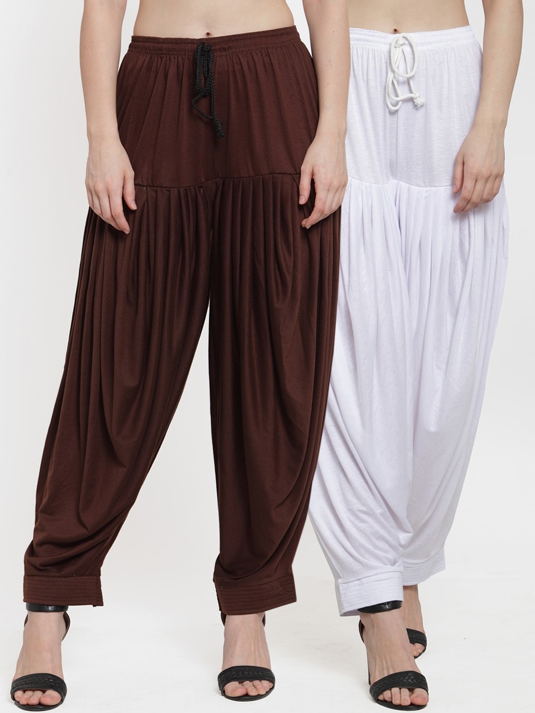 

GRACIT Women Pack Of 2 Solid Patiala, White
