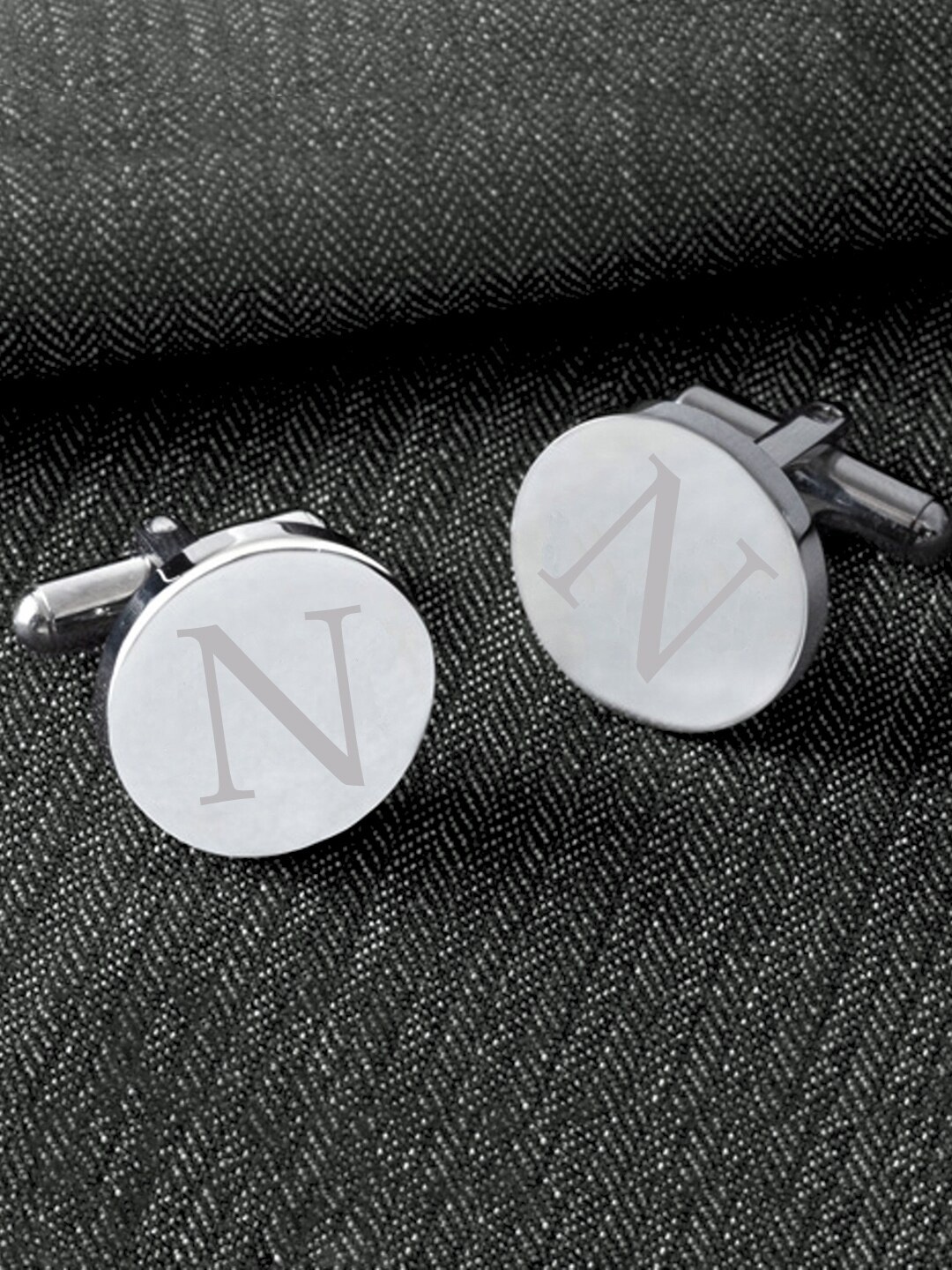 

Yellow Chimes Silver-Toned Round Cufflinks