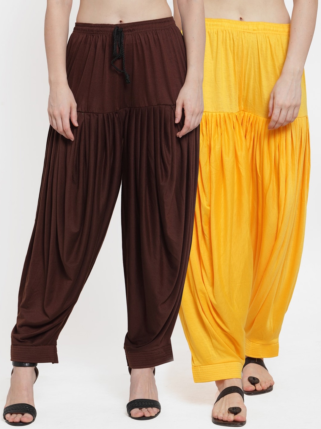 

GRACIT Women Pack Of 2 Solid Patiala, Yellow