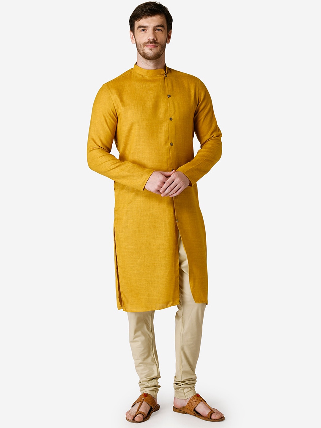 

TABARD Men Yellow Solid Straight Kurta