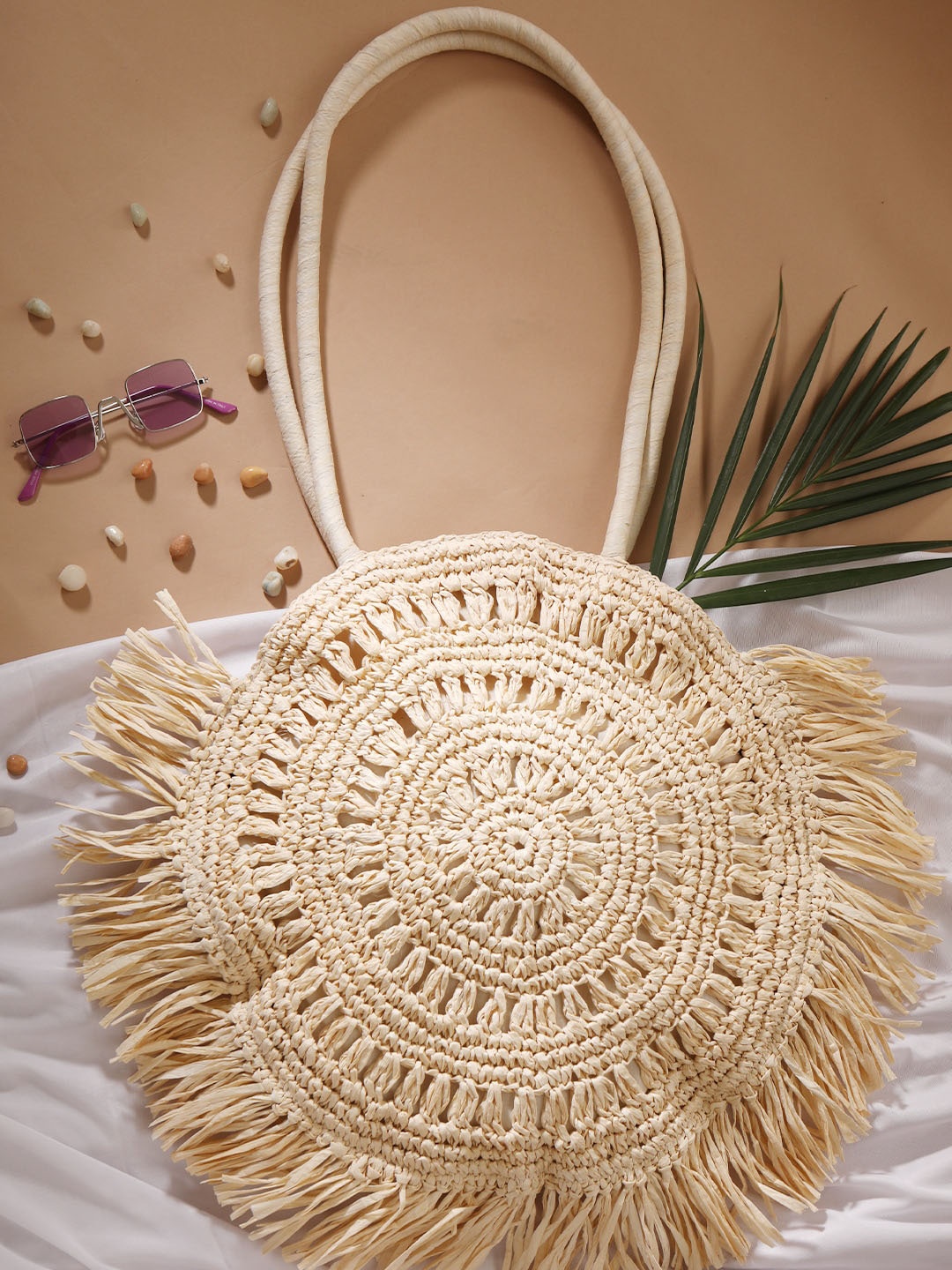 

STREET 9 Cream-Coloured Self Design Shoulder Bag