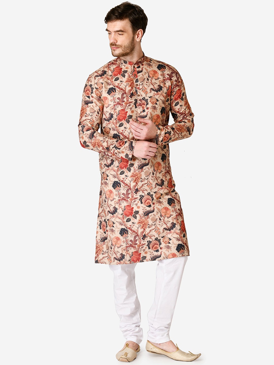 

TABARD Men Beige Printed Straight Kurta