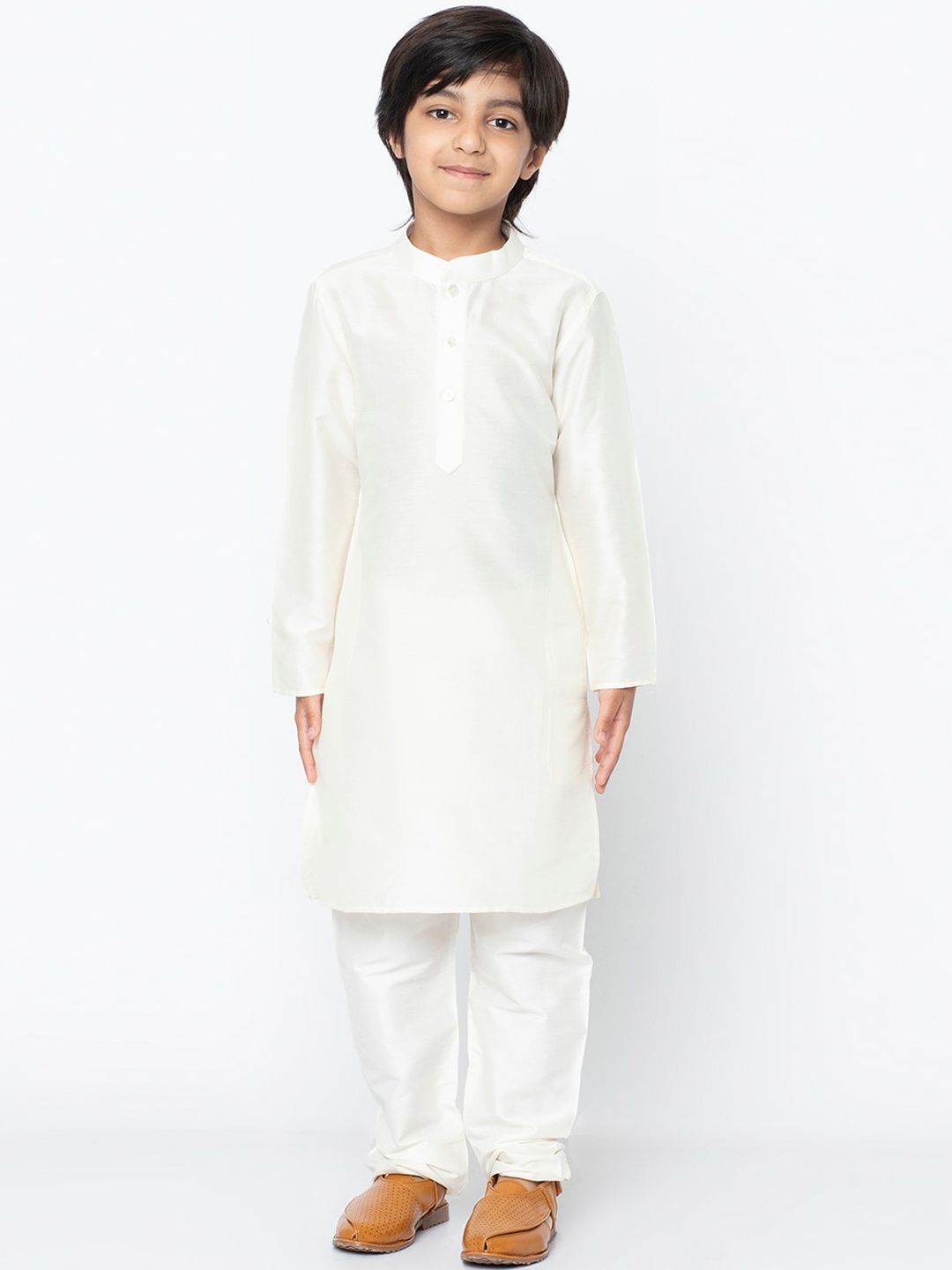 

KISAH Boys Cream Solid Straight Kurta