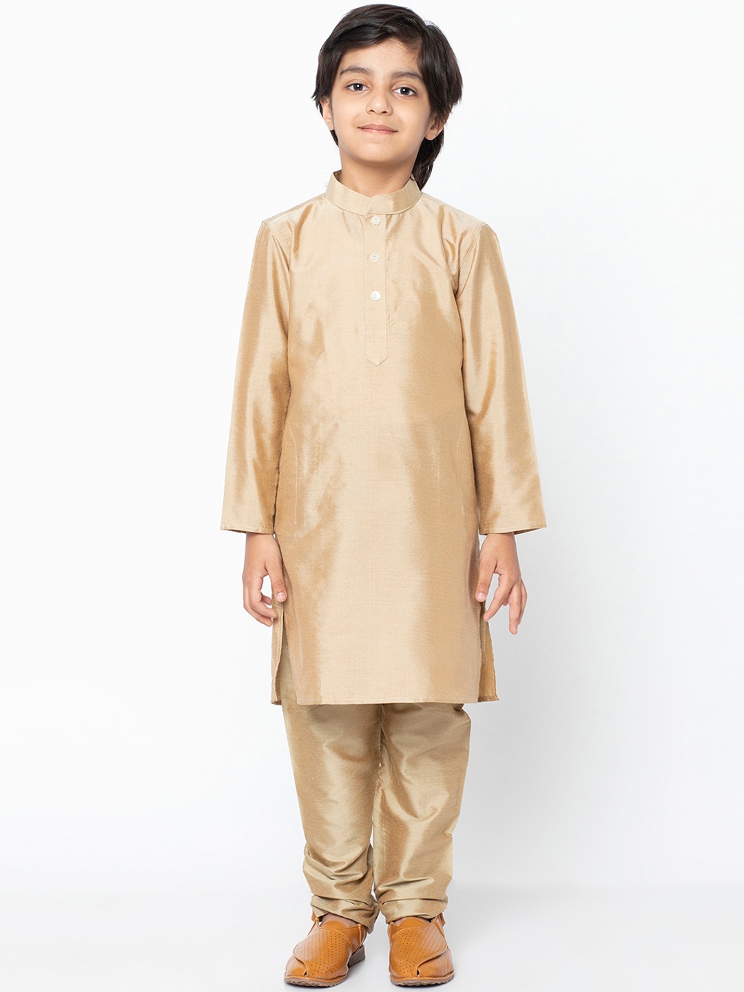 

KISAH Boys Gold-Toned Solid Straight Kurta