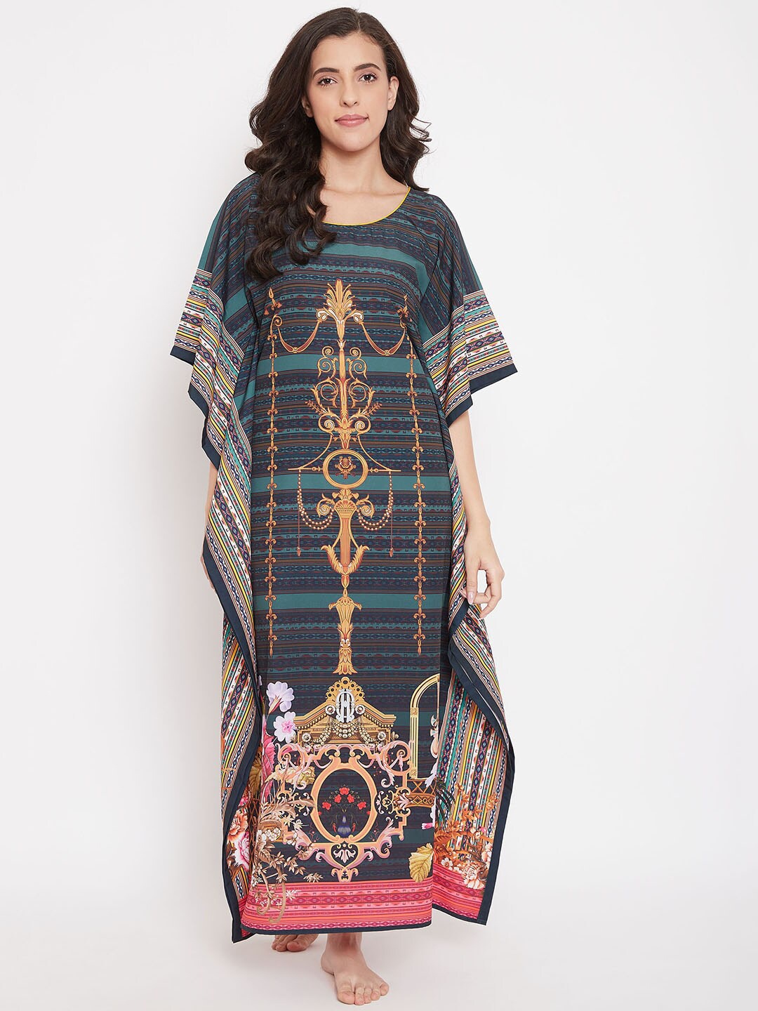

The Kaftan Company Multicoloured Printed Nightdress, Multi