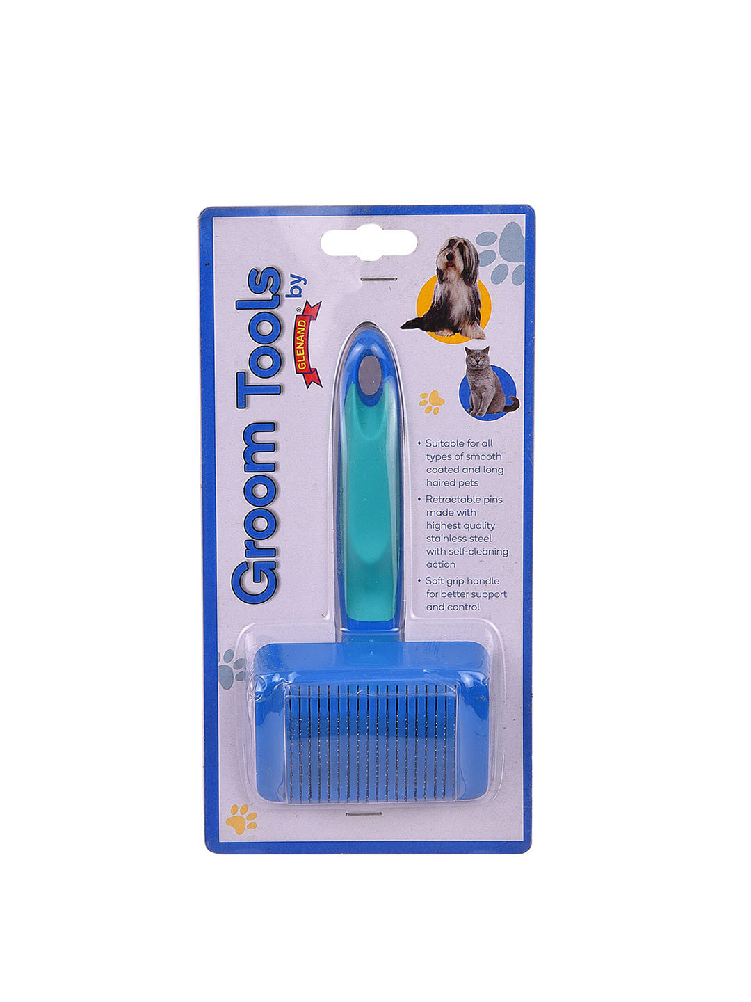 

GLENAND GT Self Cleaning Slicker Brush Small, Blue