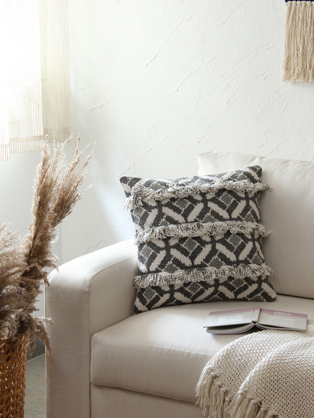 

House This Grey Set of Single Geometric Square Cushion Covers