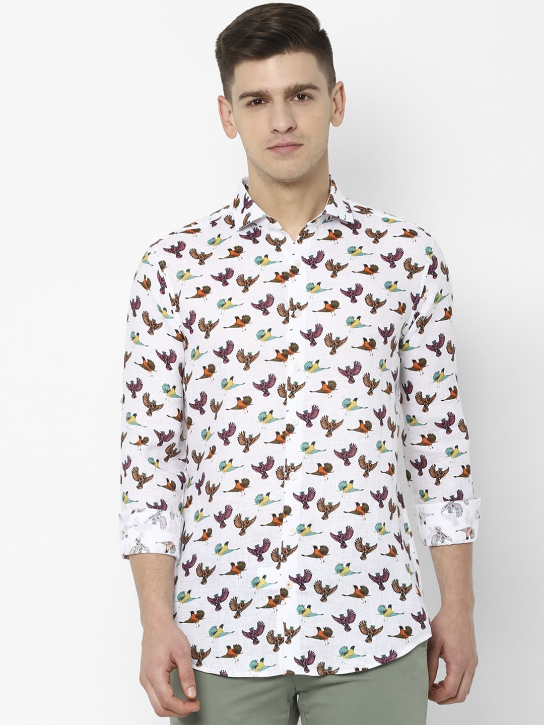 

SIMON CARTER LONDON Men White & Pink Regular Fit Printed Casual Shirt