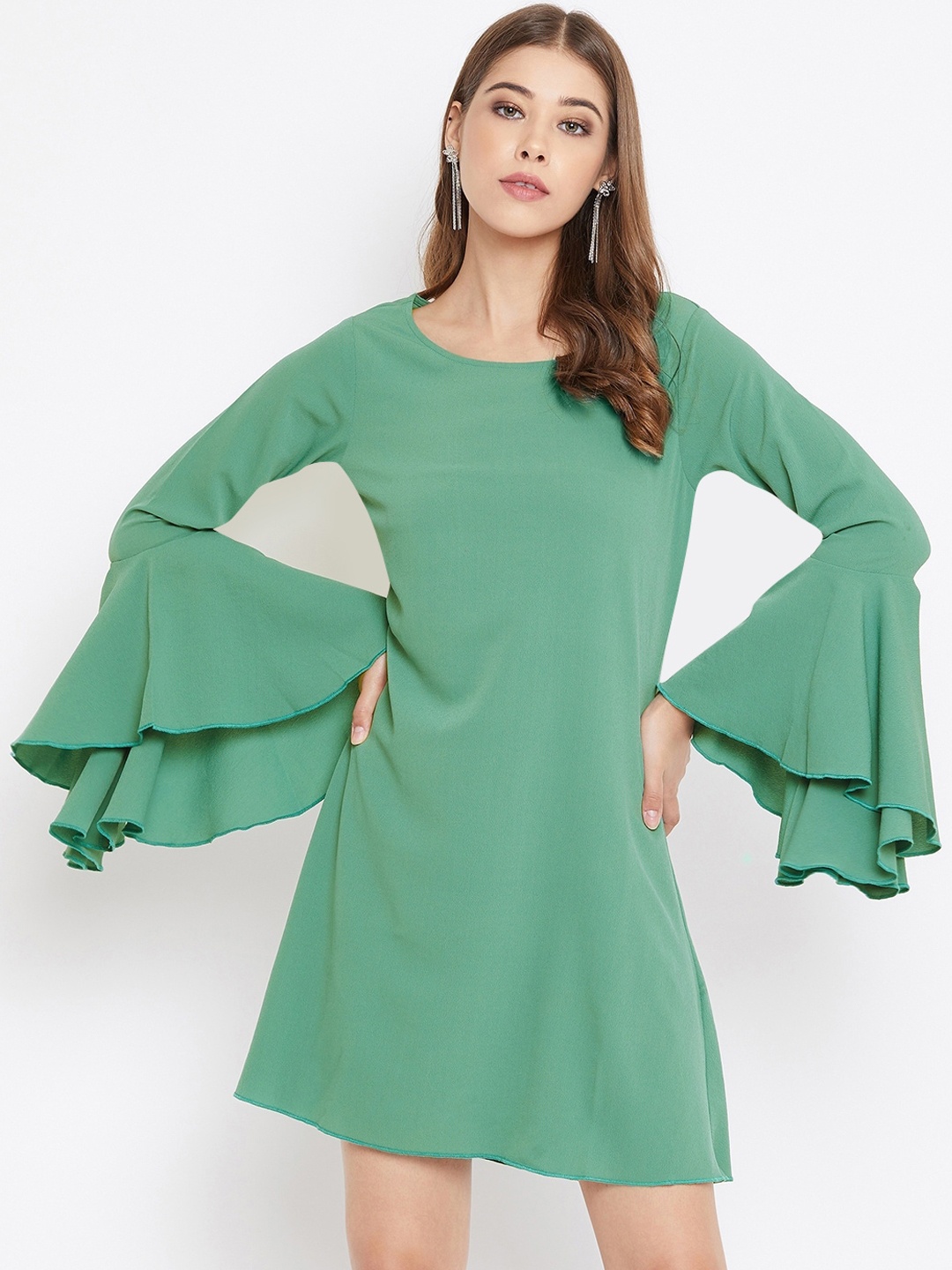 

Berrylush Women Green Solid A-Line Dress
