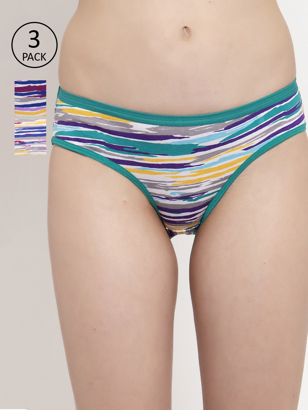 

PrettyCat Women Assorted Pack of 3 Printed Briefs PC-PA-3PCS-1003-S, Multi