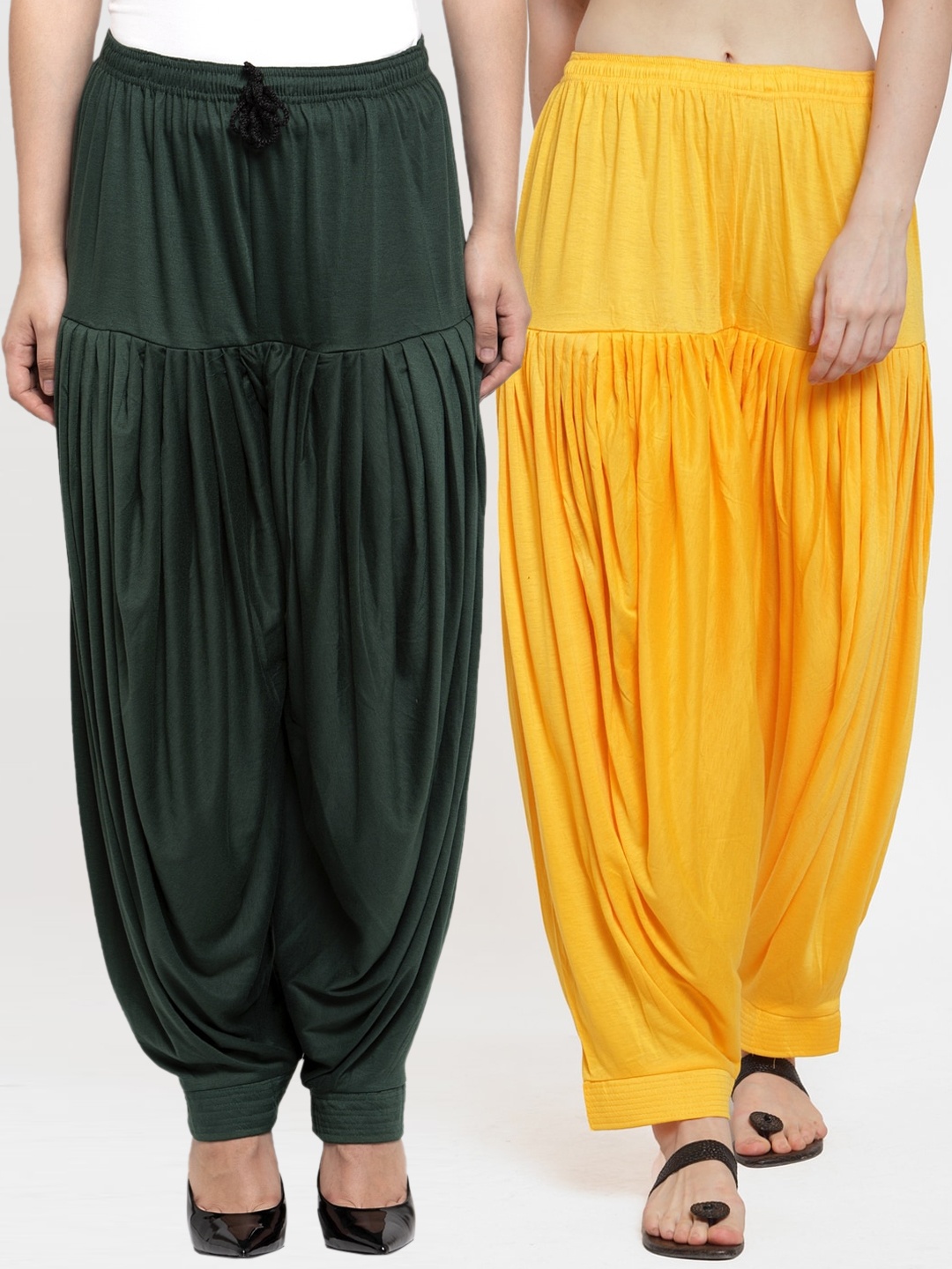 

GRACIT Women Pack Of 2 Solid Patialas, Yellow